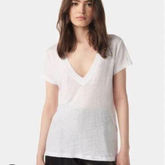 IRO Deep V Pink Linen T Shirt - Picture 4 of 10